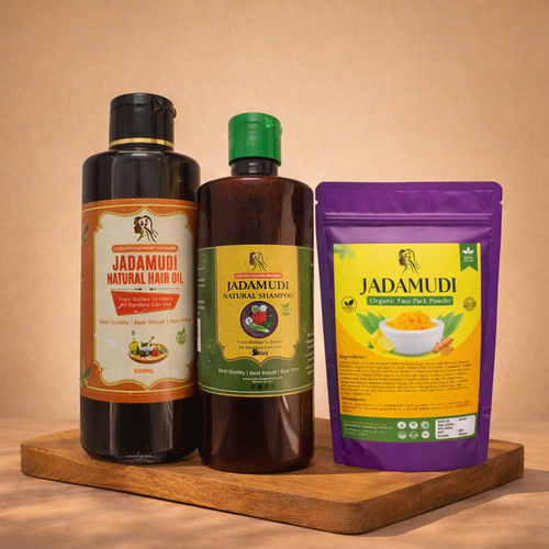 Hair Care Combo: 500 ml Hair Oil + 200ml Shampoo + Free Face Pack