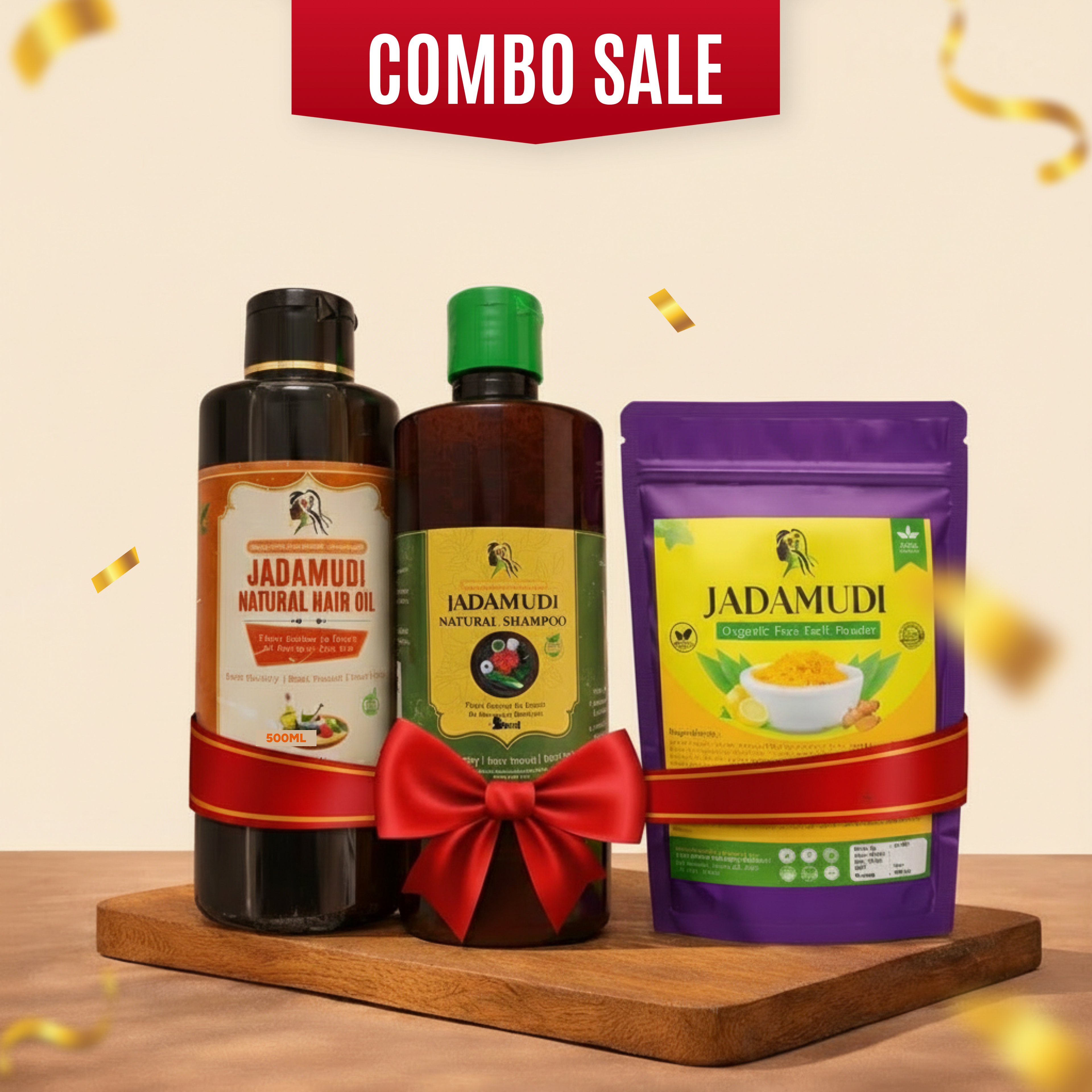 Hair Care Combo: 500 ml Hair Oil + 200ml Shampoo + Free Face Pack