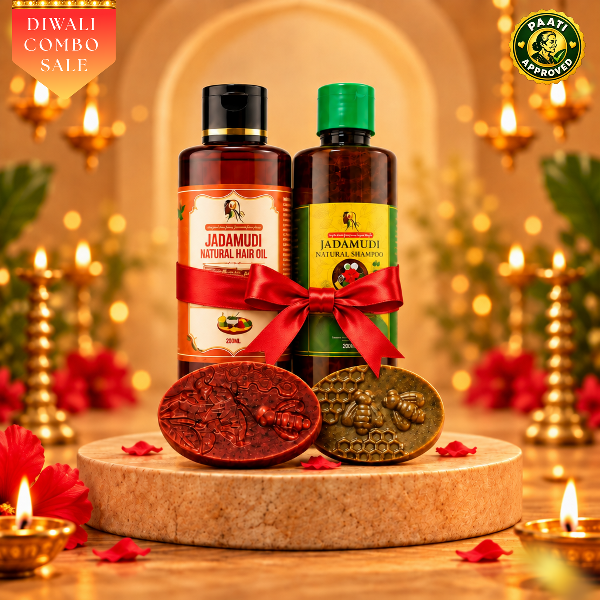 Diwali Combo: 100ml Hair Oil + 100ml Shampoo + 1 Bath Soap