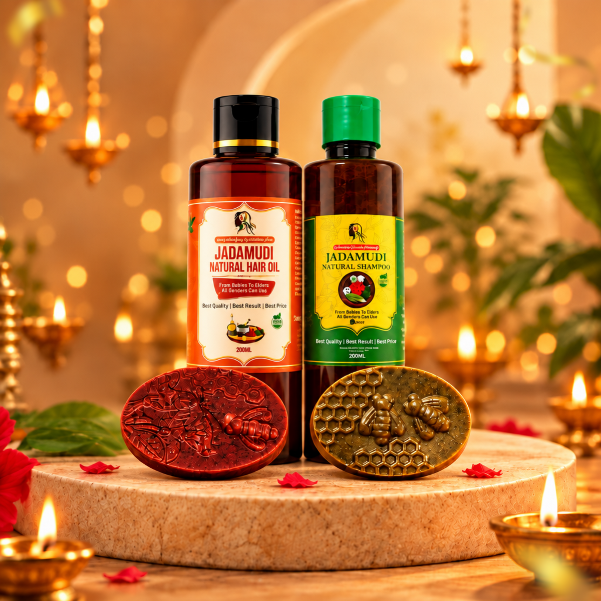 Diwali Combo: 100ml Hair Oil + 100ml Shampoo + 1 Bath Soap